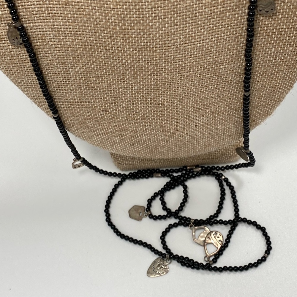 Silpada Onyx and Silver Necklace, 52” L